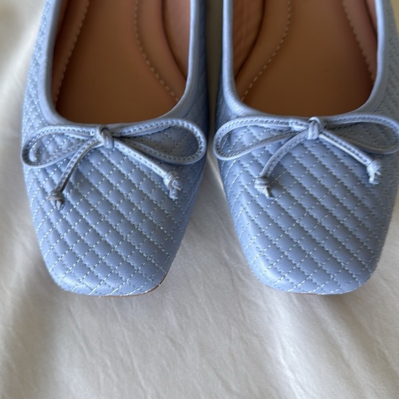 New Light Blue Quilted Ashton Ballet Flats Elegant Loafers Coquette Preppy Bow - Picture 3 of 11